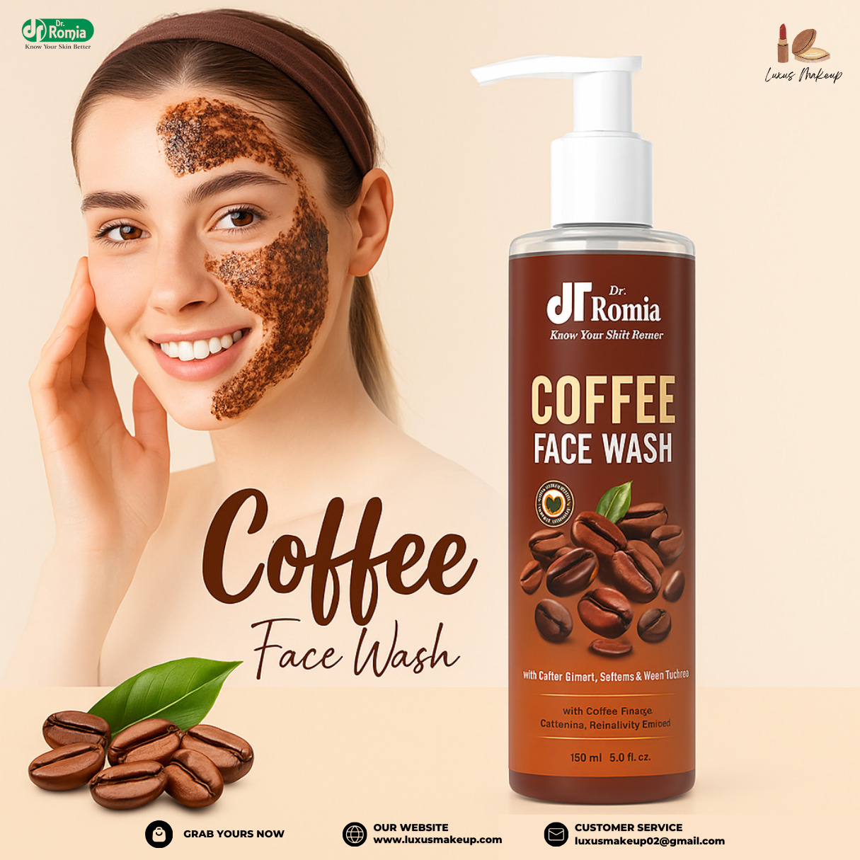 150ML coffee-infused face cleanser for daily use