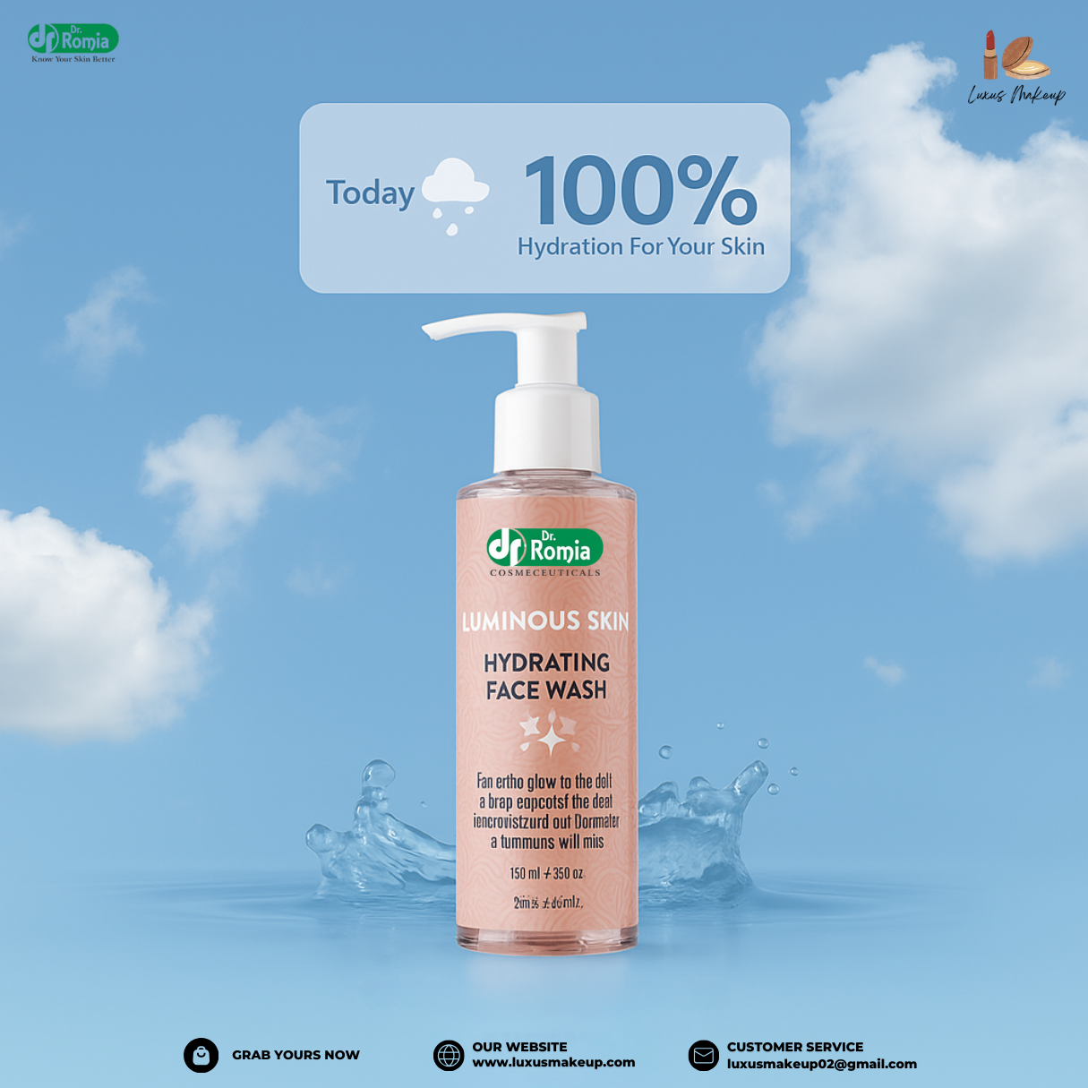 Hydrating face wash for radiant and luminous skin